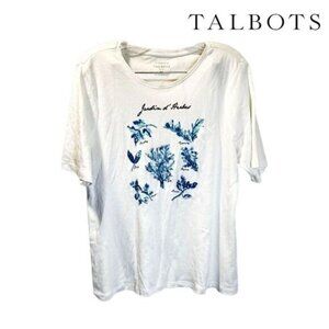 Talbots Women Embellished Beads Sequins Tee Jardins d' Herbes Embroidered top